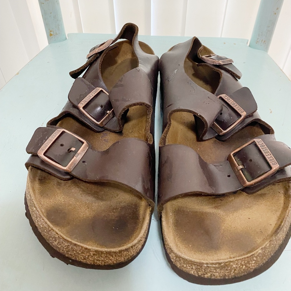 Birkenstock Size 42 Milano Brown Men's Sandals.